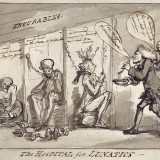 Rowlandson, Bethlem Hospital, London. Incurables being inspected,1789